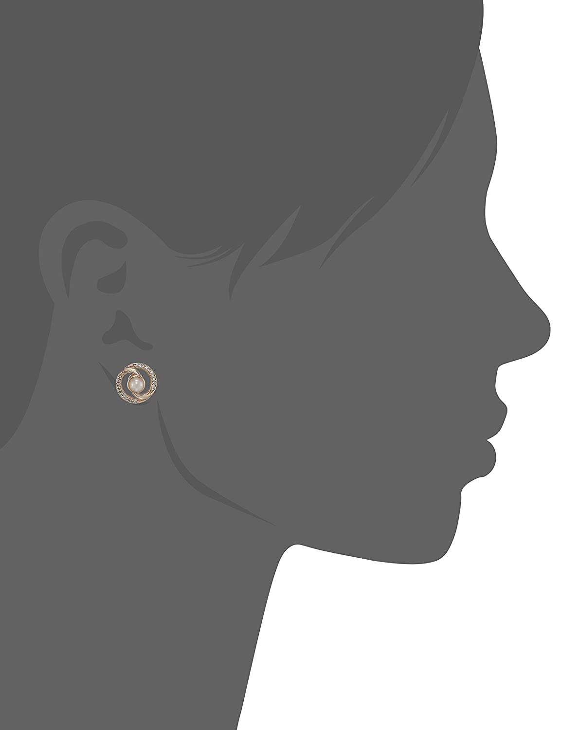 Estele 24 Kt Rose Gold Plated American Diamond Clock Pearl Stud Earrings for women