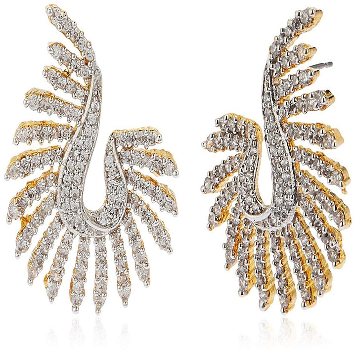 Estele GOLD plated CZ Designer Pendant Necklace Set with Chain & Earrings for Women