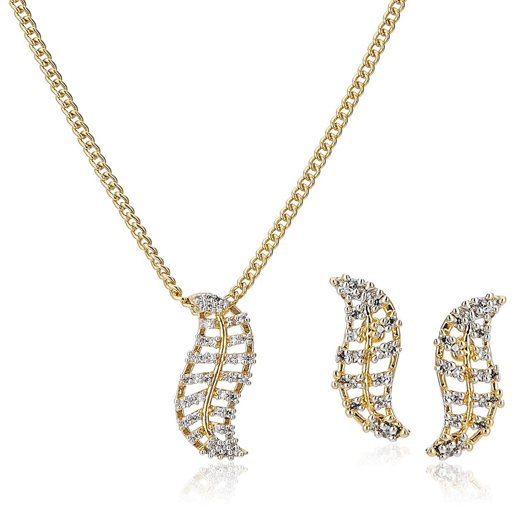 Estele - Gold plated Necklace Set with American Diamonds for Women