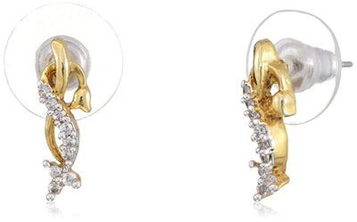 Estele Graceful Gold Plated  Necklace Jewellery American Diamond Necklace Set For Women