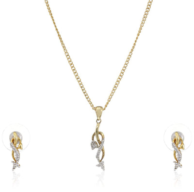 Estele Graceful Gold-Plated Pendant Set for Women