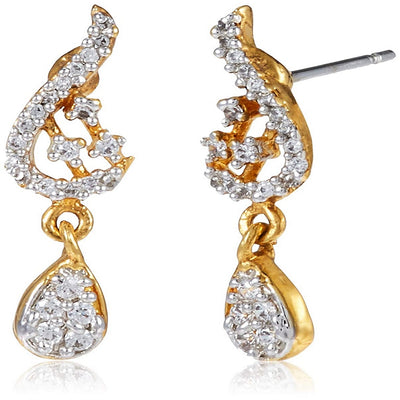 Estele 24 Kt Gold plated Dancing American Diamond Necklace Set for Women
