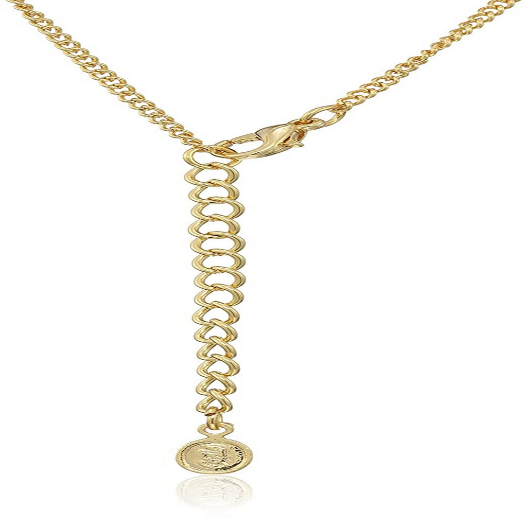 Estele 24 Kt Gold and Silver Plated CZ Leaf  Chain Necklaces
