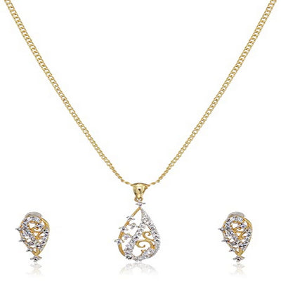 Estele Gold Plated CZ Trendy and Fashion Pendant Set for Women / Girls