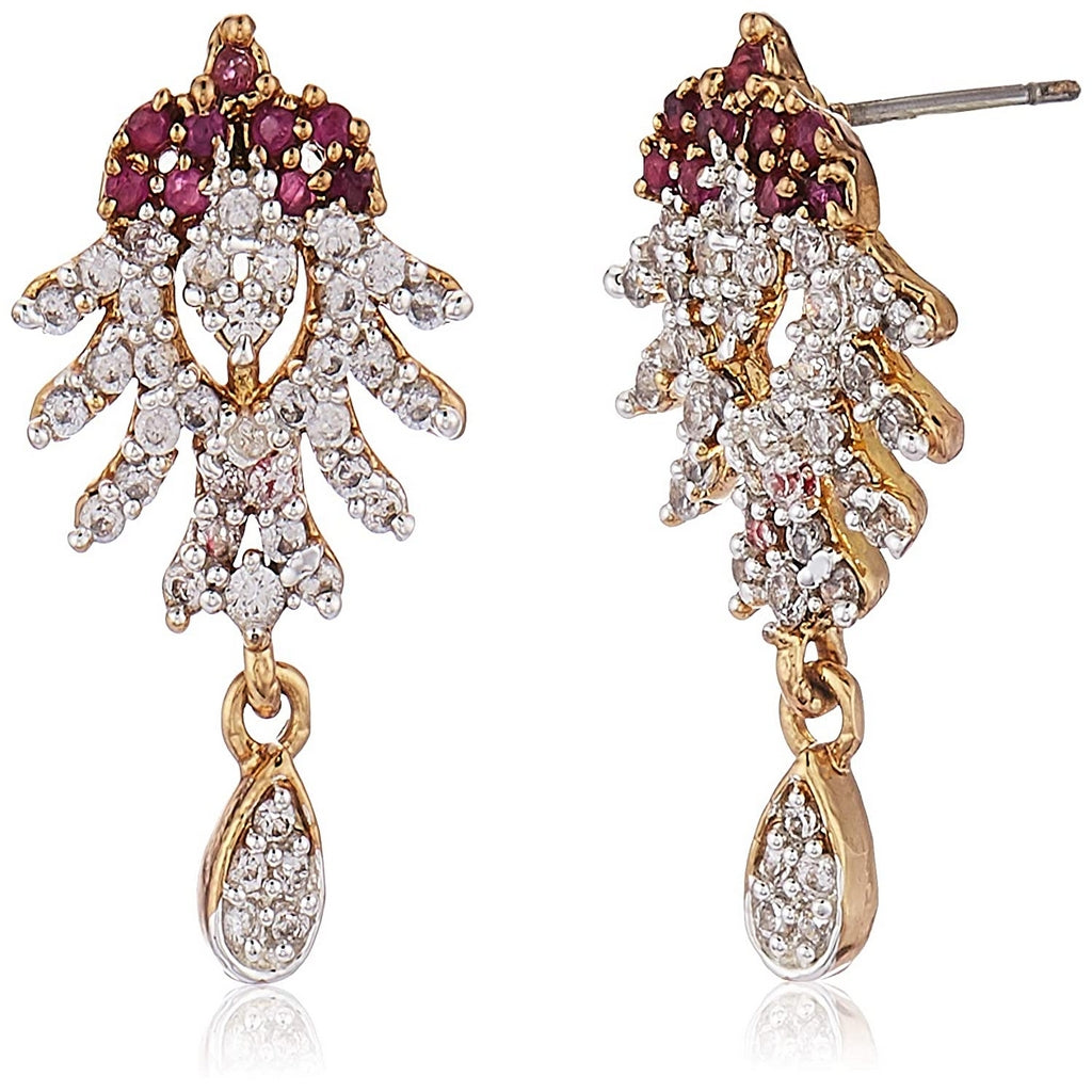 Estele Trendy and Fancy Ruby and American Diamond Pendant Set