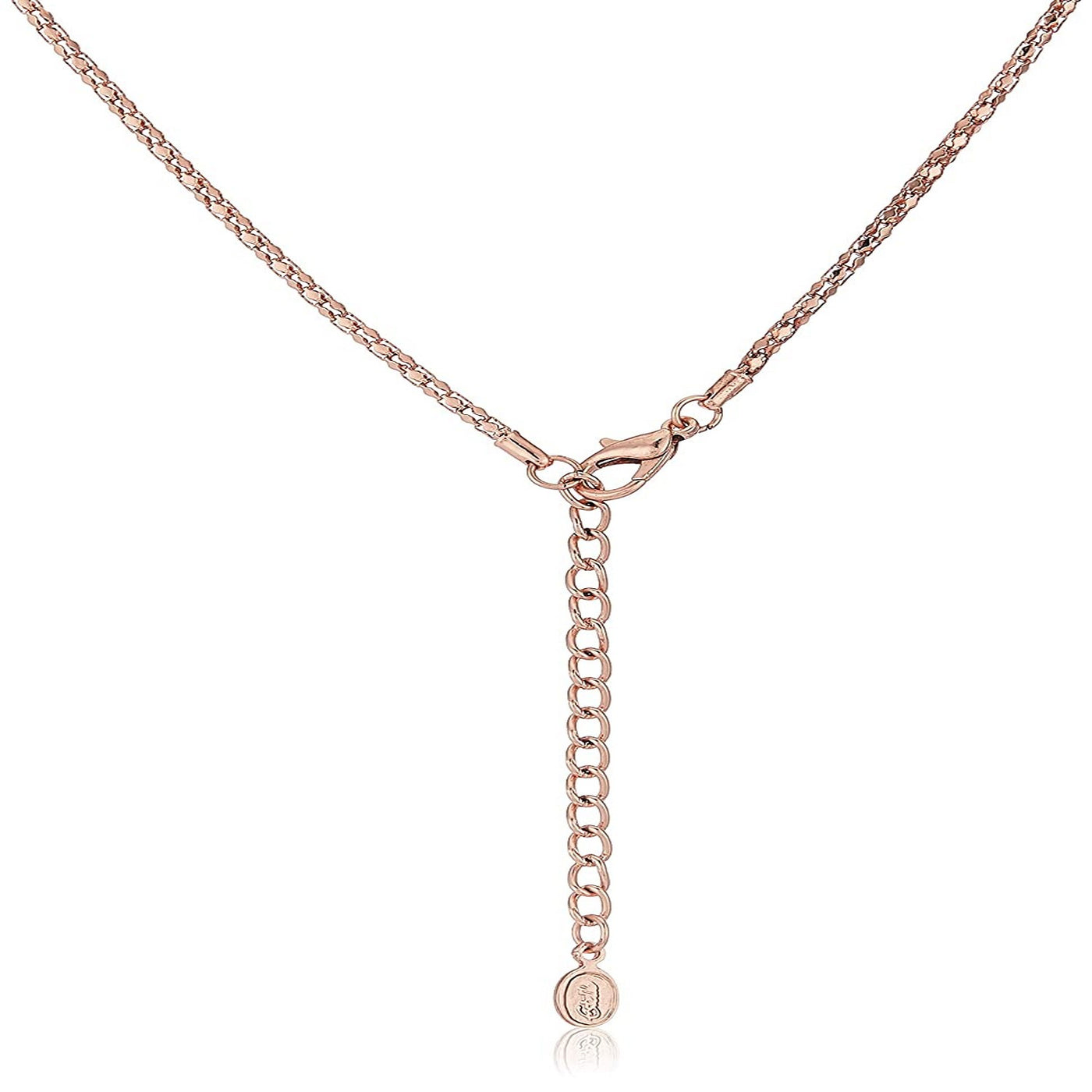 Estele 24 Kt Rose Gold Plated CZ Pearl Swan  Chain Necklaces