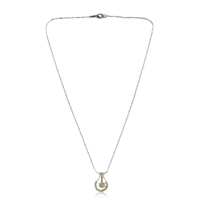 Estele - 24 KT Gold and Silver-Plated Flower Drop Pendant for Women / Girls
