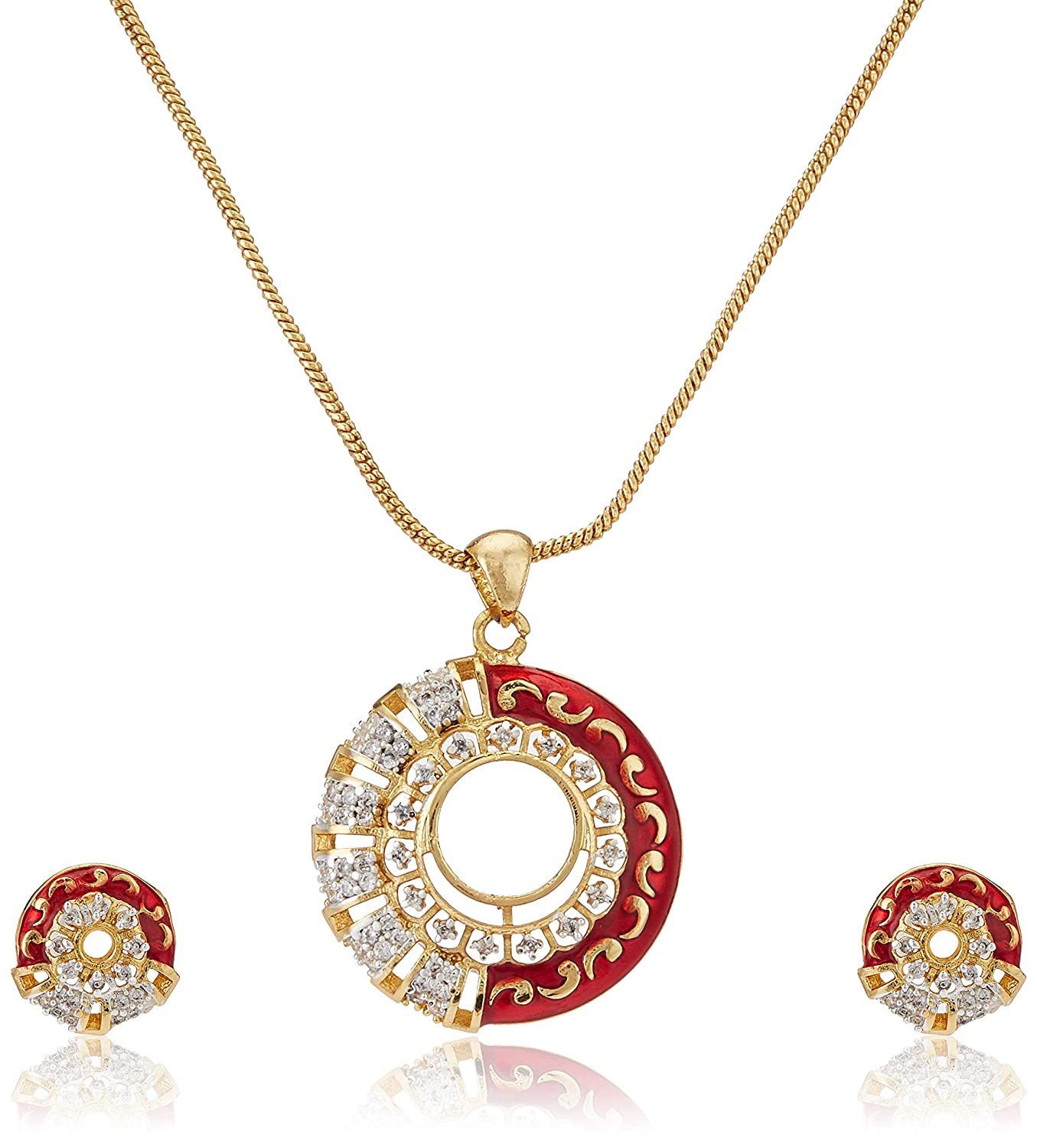 Estele 24 Kt Gold Plated Trendy and Fancy Fashion Jewellery Design Necklace Set for Women