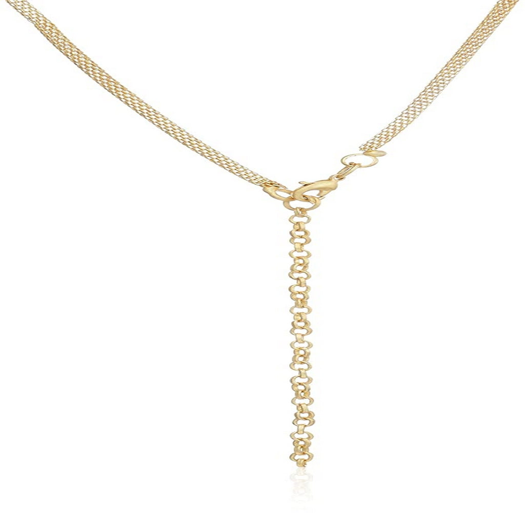 Estele 24 Kt Gold Plated Oval American Diamond Necklace Set for Women