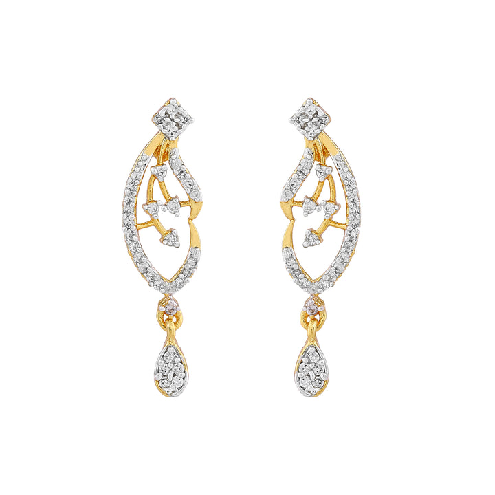 Estele 24 Kt Gold Plated Oval American Diamond Necklace Set for Women