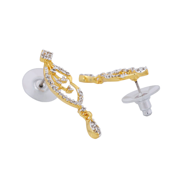 Estele 24 Kt Gold Plated Oval American Diamond Necklace Set for Women