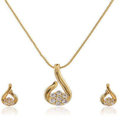 Estele 24 Kt Gold Plated Jasmine Flower Diamante Necklace Set for Women