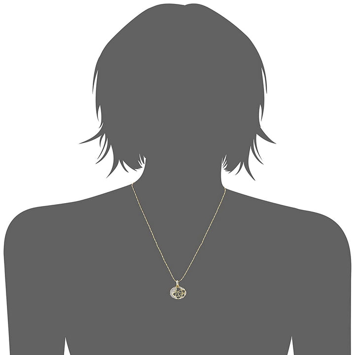 Estele - Gold Plated American Diamond Circle with Flower Pendant Set