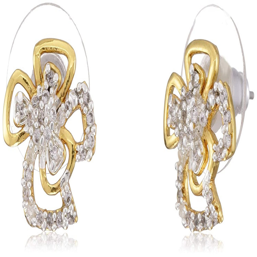 Estele Gold Plated American Diamond Flower Necklace Set for Women
