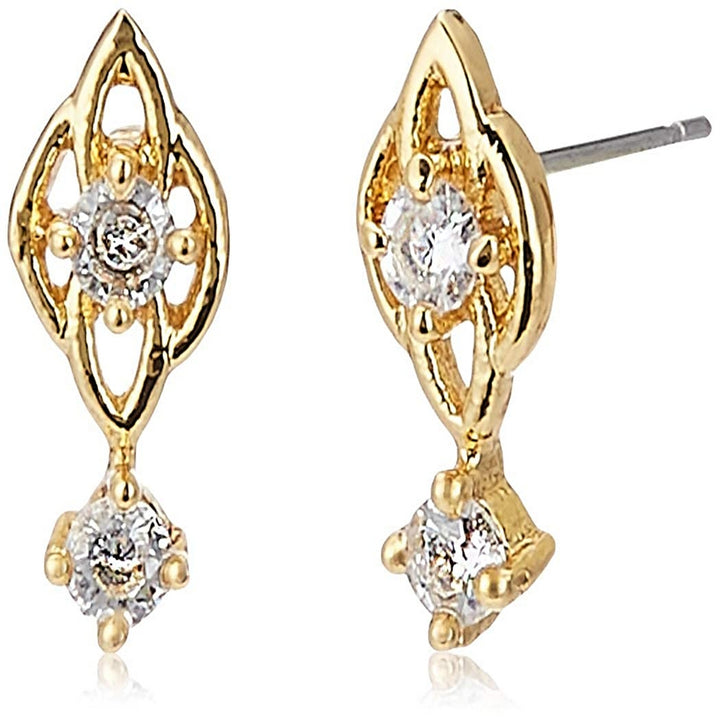Estele 24 Kt Gold Plated American Diamond Flower Drop Necklace Set for Women