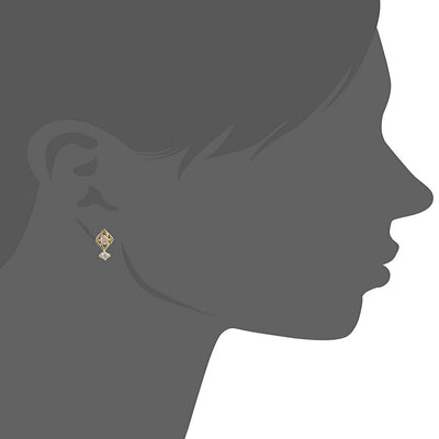 Estele 24 Kt Gold Plated American Diamond Flower Drop Necklace Set for Women