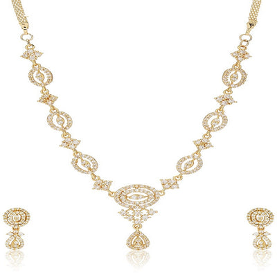 Estele - Stylish and Elegant Halo Gold plated Necklace Set with Austrian Crystals