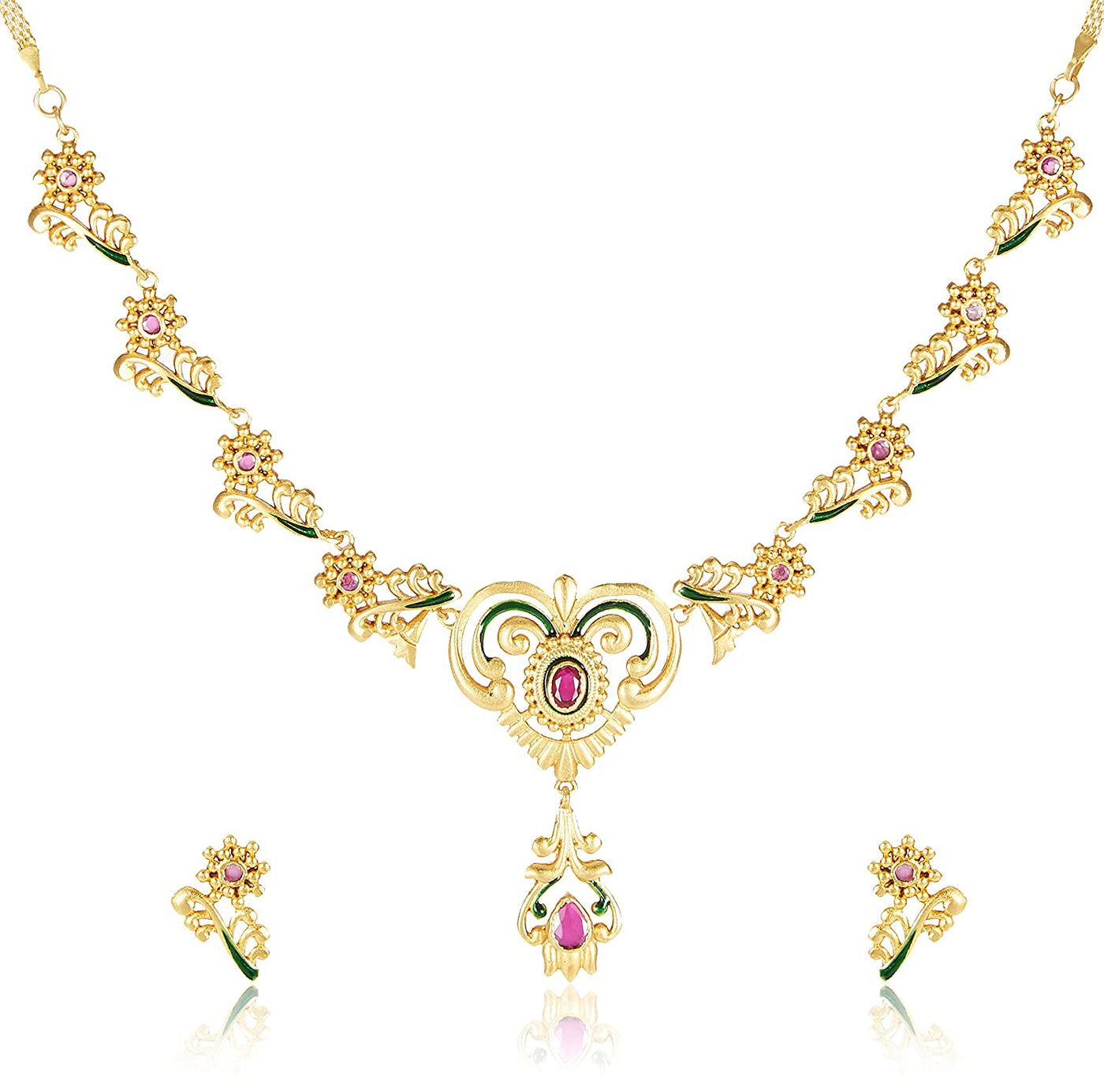 Estele 24 Kt Gold Plated Flower line Necklaces for women