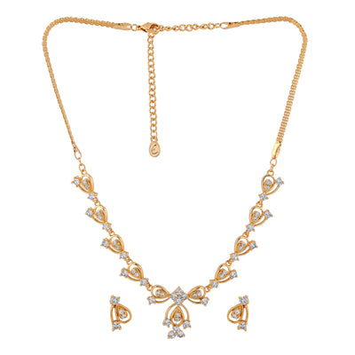 Modern Gold plated American Diamond CZ Bow tie continuity Necklace Set