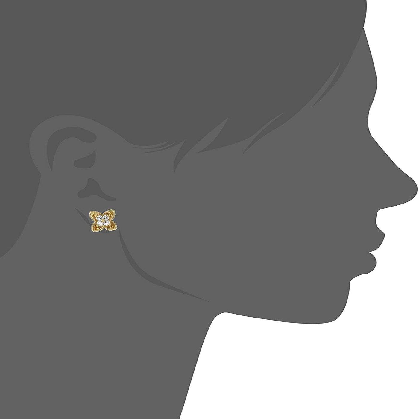 Estele Gold Plated American Diamond Bedstraw Stud Earrings for women