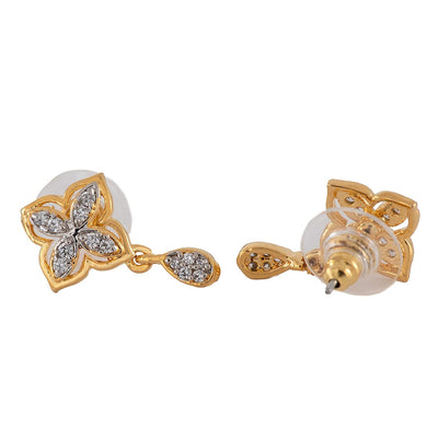 Estele Gold Plated Twirl American Diamond Stud Earrings for Women