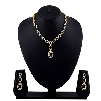 Estele - Opal Hoop Y Shaped Diamante Necklace Set