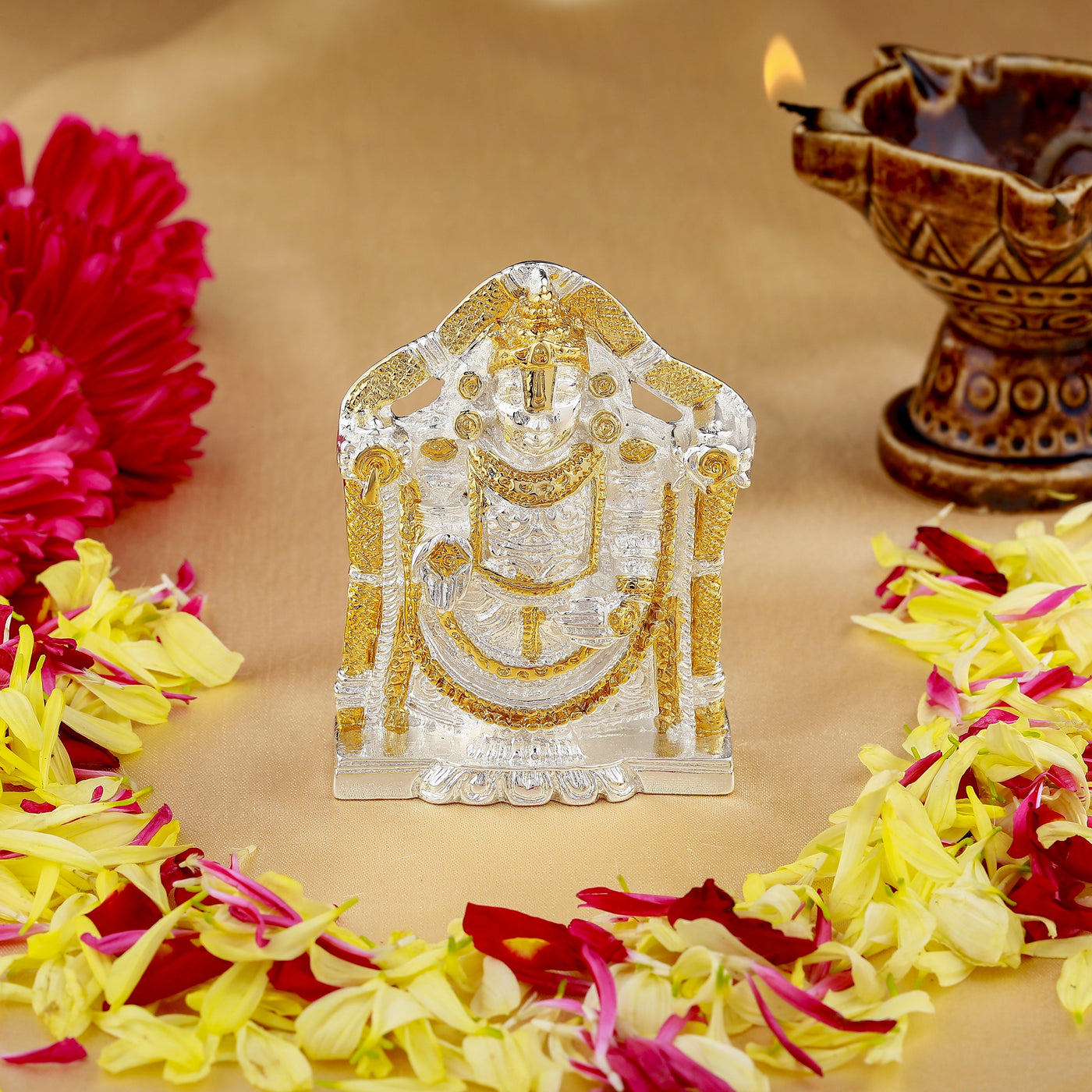 Estele Gold - Rhodium Plated Lord Venkateshwara Idol