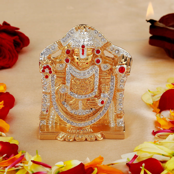 Estele Gold - Rhodium Plated Divine Balaji Idol with Crystals