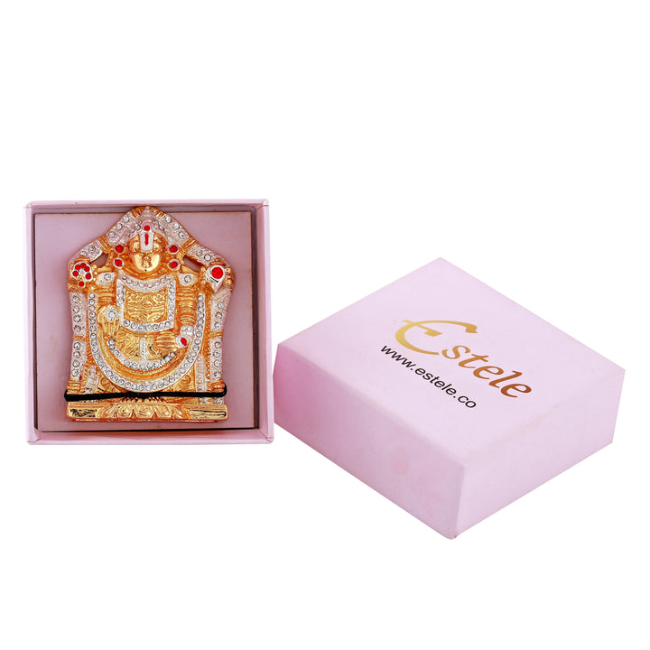 Estele Gold - Rhodium Plated Divine Balaji Idol with Crystals