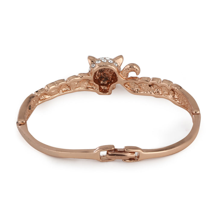 Estele Rose Gold Plated Tiger Designer Bracelet with Enamel & Austrian Crystal for Women