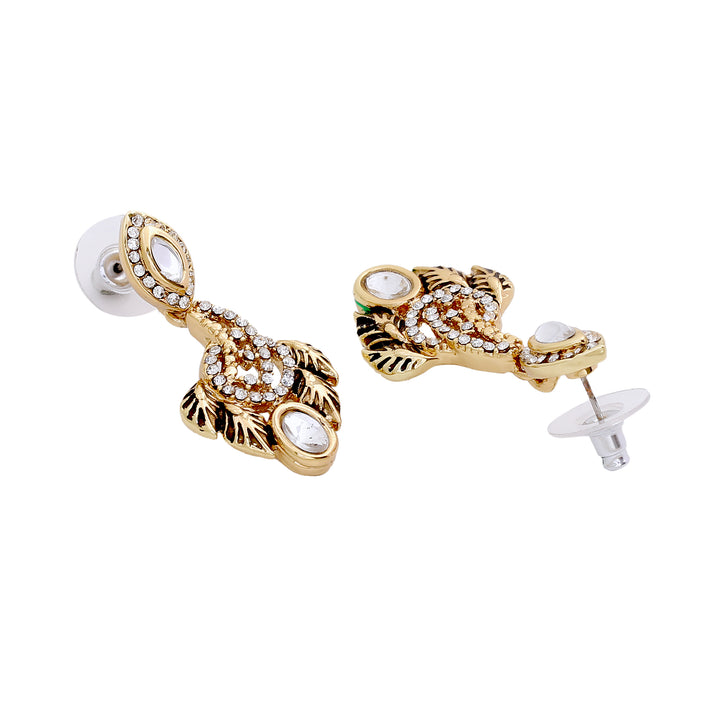 Estele Gold Plated Traditional Antique Kundan Paisley Fern Necklace Set for Women