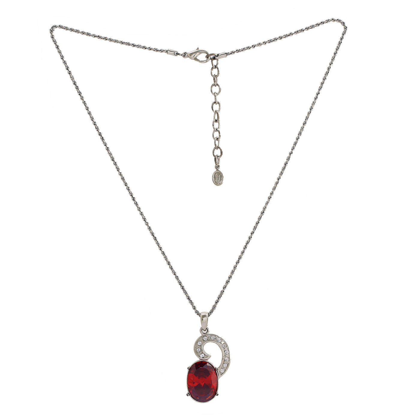 Modern Rhodium plated Captivating Swirl Ruby Necklace
