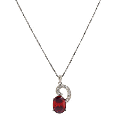 Modern Rhodium plated Captivating Swirl Ruby Necklace