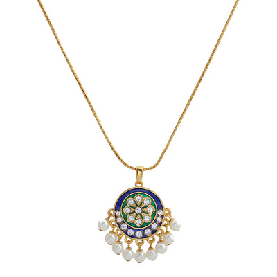 Traditional Gold plated Pachi Enamel crafted flower Necklace