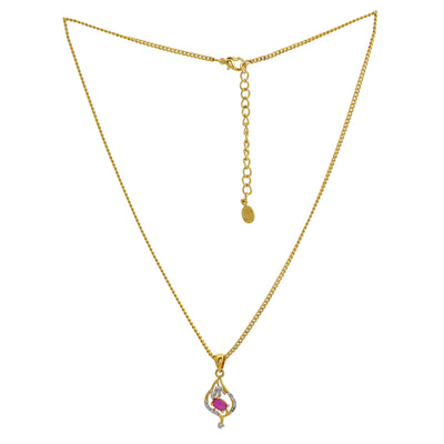 Modern Gold and silver plated American diamond Caught in a wave ruby Necklace