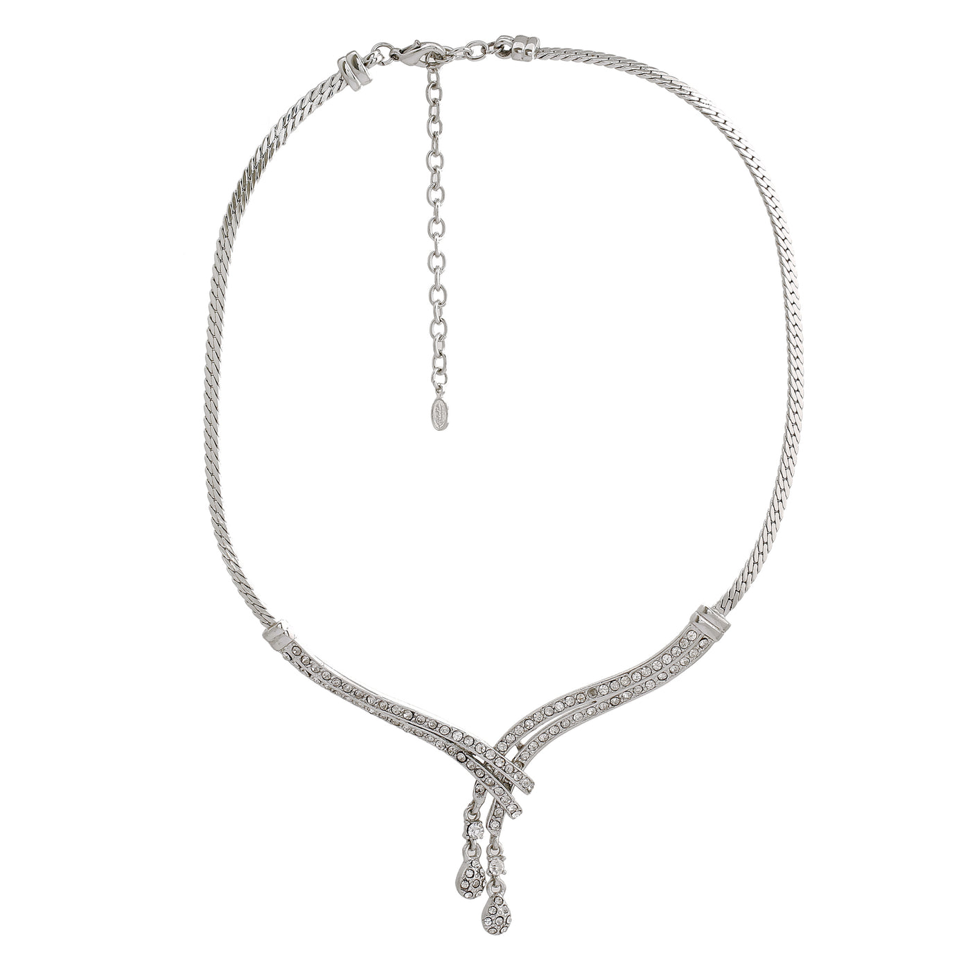 Estele Rhodium Plated Classic Medley Necklace Set with Crystals for Women