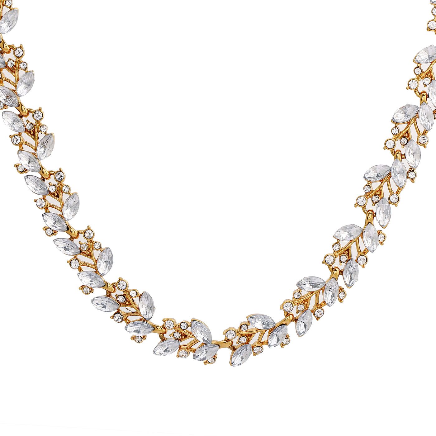 Estele - Stylish Gold plated Twinkling leaves Necklace