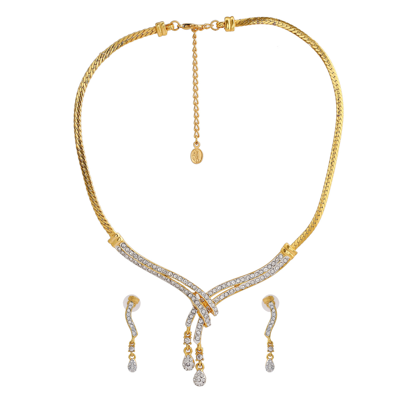 Estele - Stylish Gold and silver plated Classic Medley Necklace Set with Crystals for Women