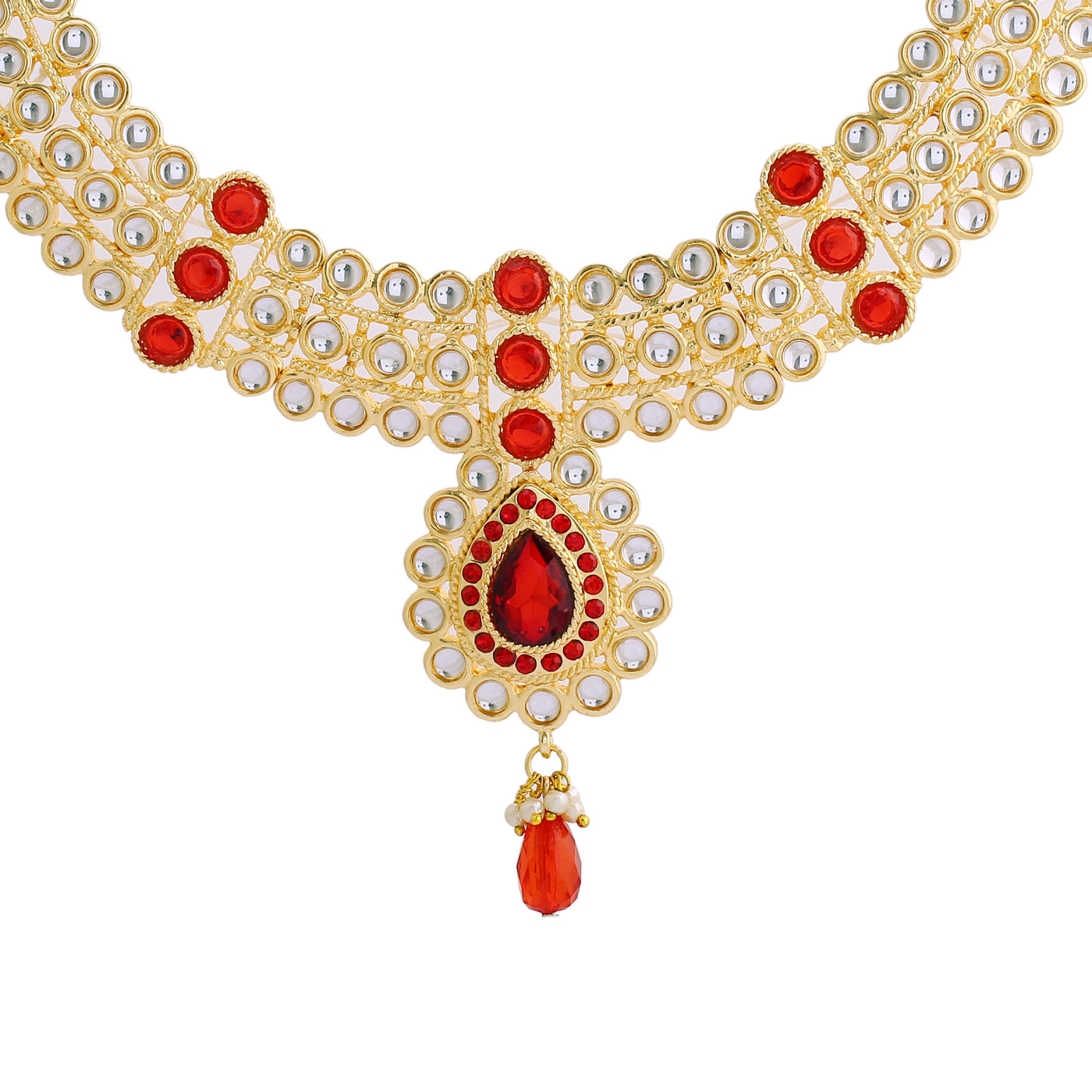 Latest Traditional Red Kundan Choker Necklace Jewellery Set