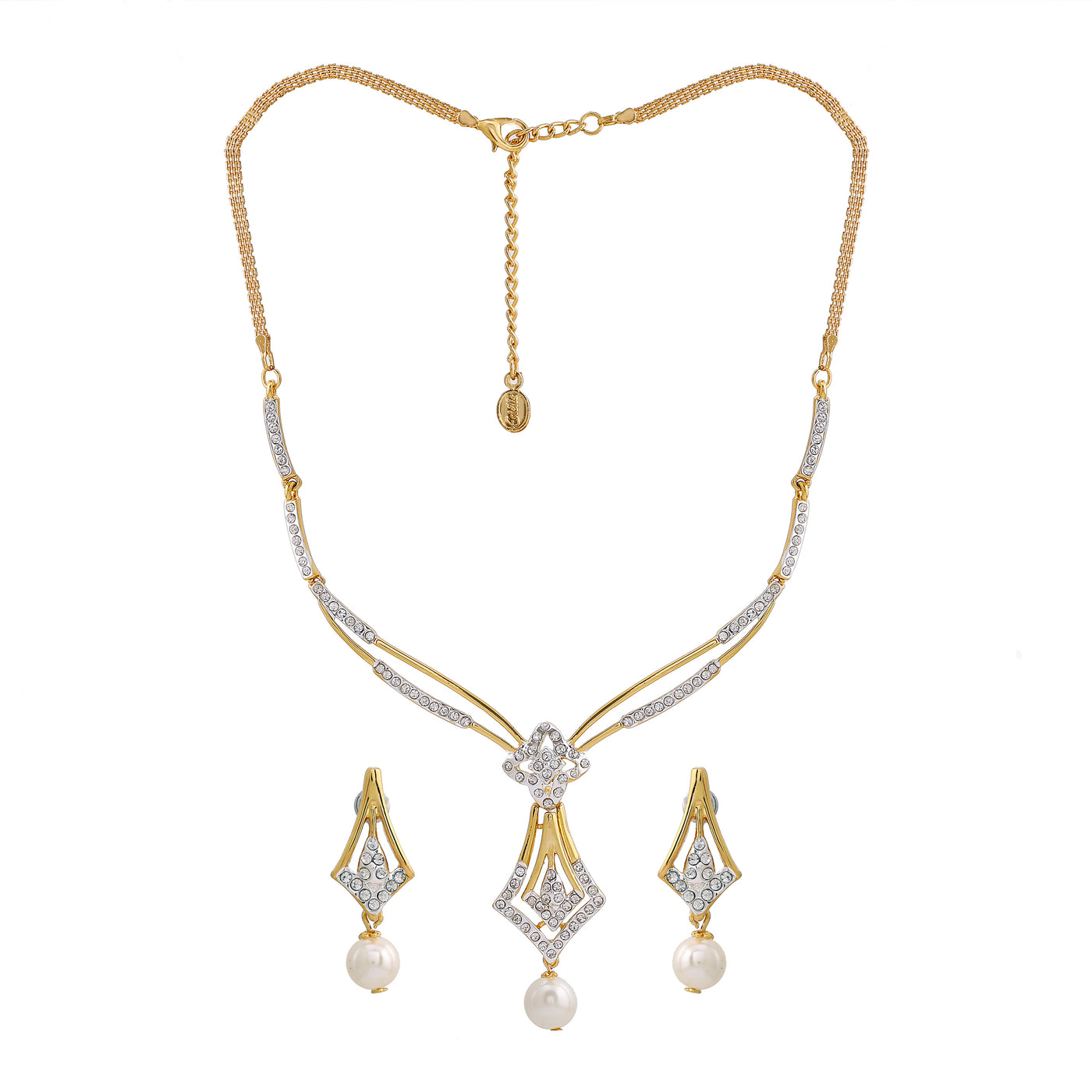 Modern Gold and silver plated Sparkling rhombus Necklace