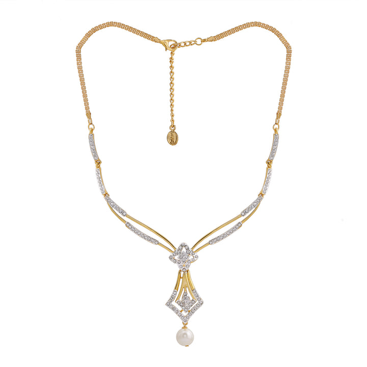 Modern Gold and silver plated Sparkling rhombus Necklace