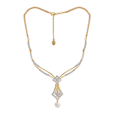 Modern Gold and silver plated Sparkling rhombus Necklace