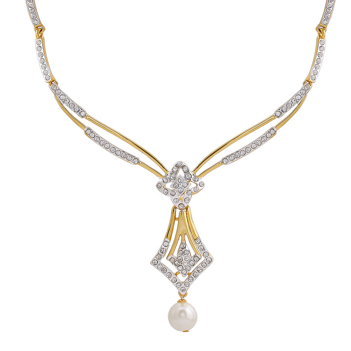 Modern Gold and silver plated Sparkling rhombus Necklace