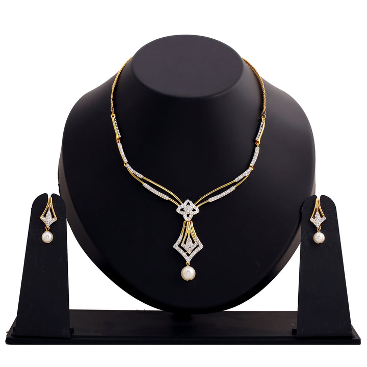 Modern Gold and silver plated Sparkling rhombus Necklace