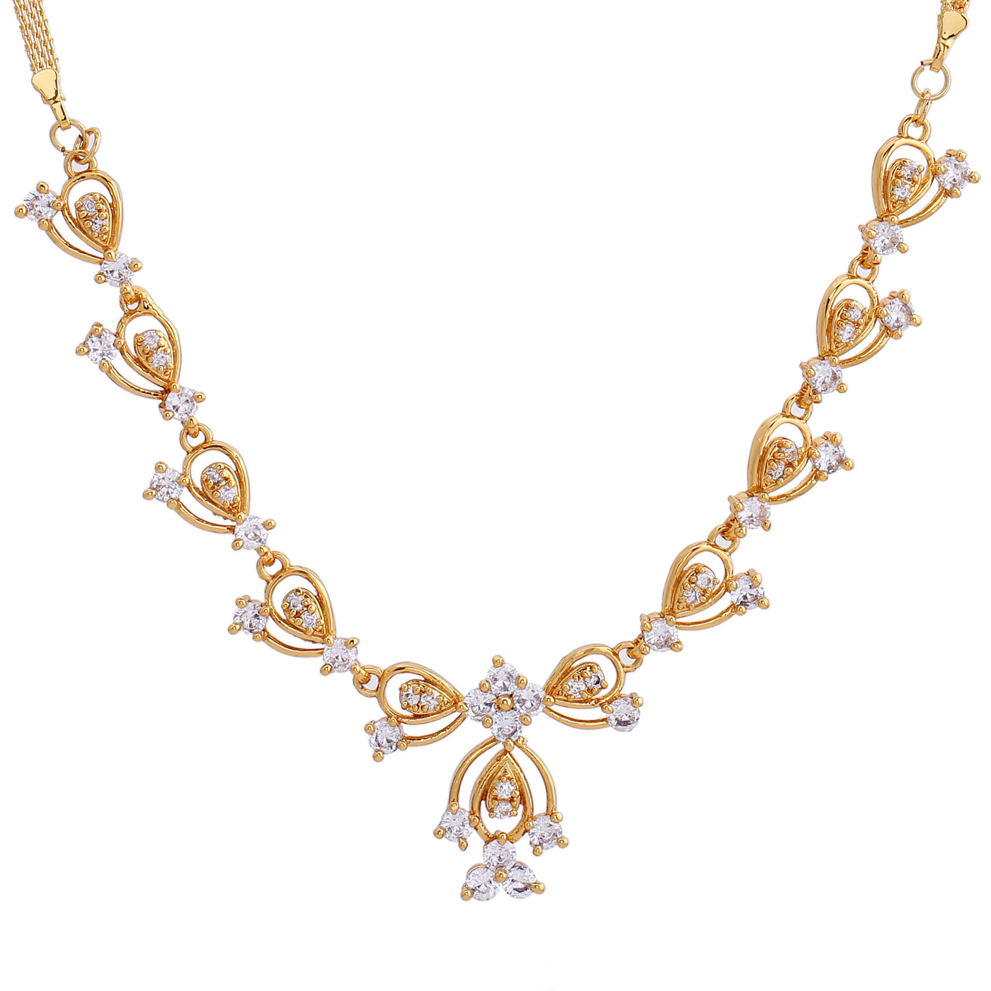 Modern Gold plated American Diamond CZ Bow tie continuity Necklace Set