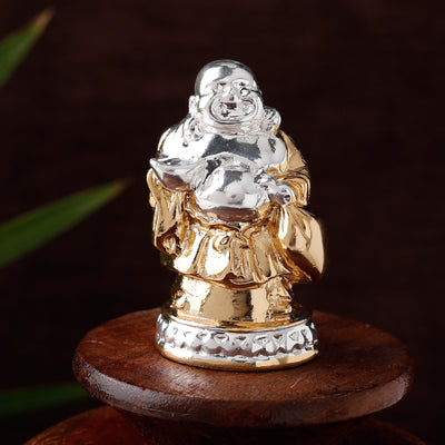 Estele Gold - Rhodium Plated Decorative Laughing Buddha Idol