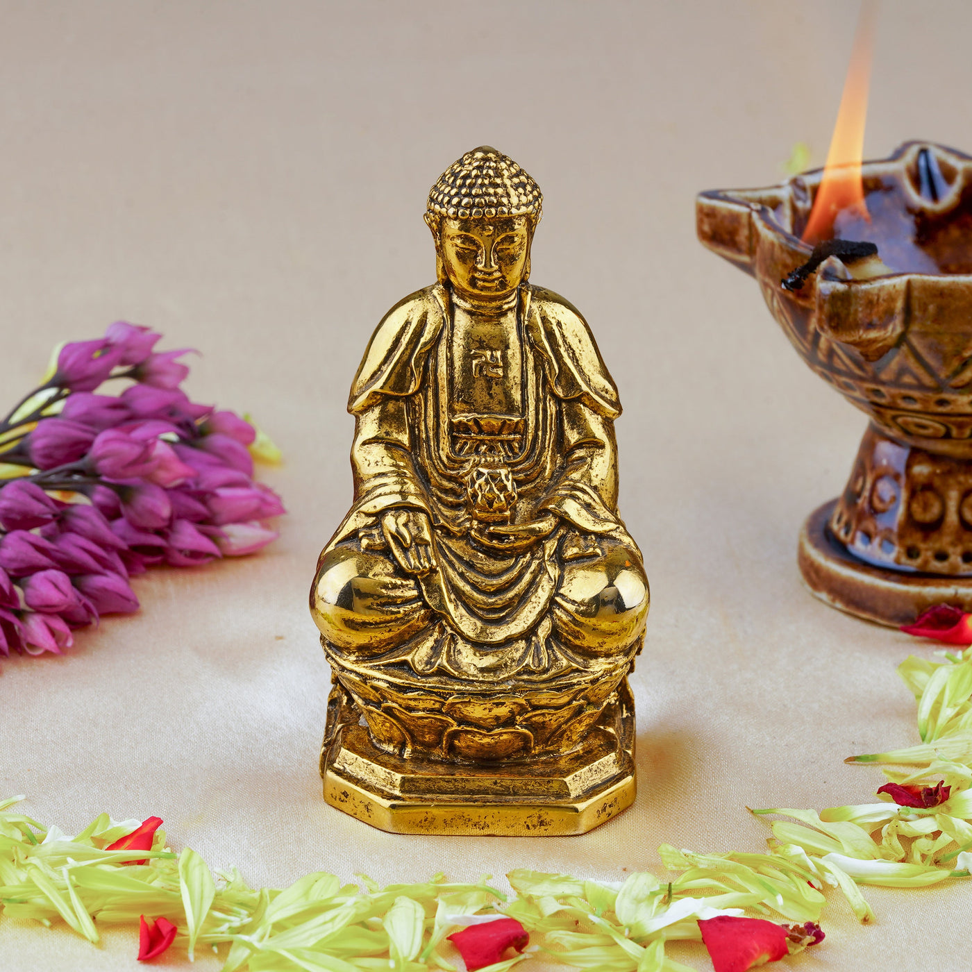 Estele Gold Plated Meditating Lord Buddha Idol