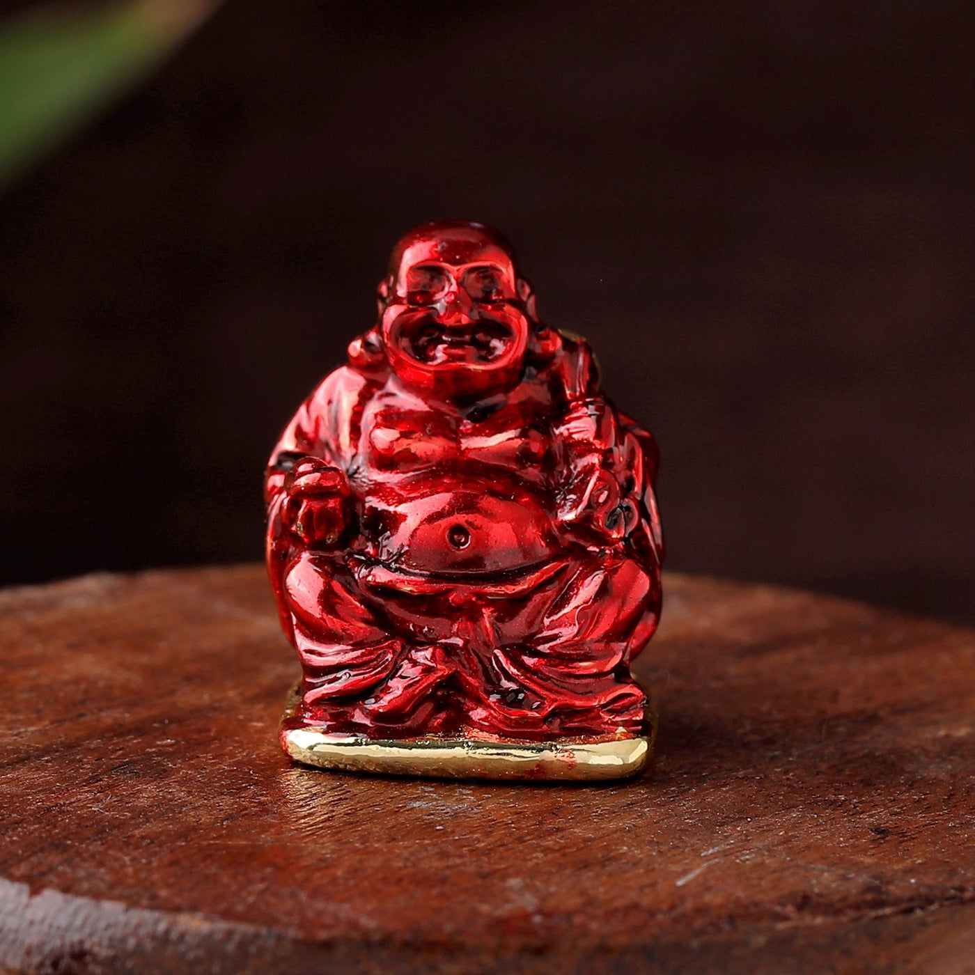 Estele Gold Plated Decorative Multi Color Enamel Laughing Buddha Idol