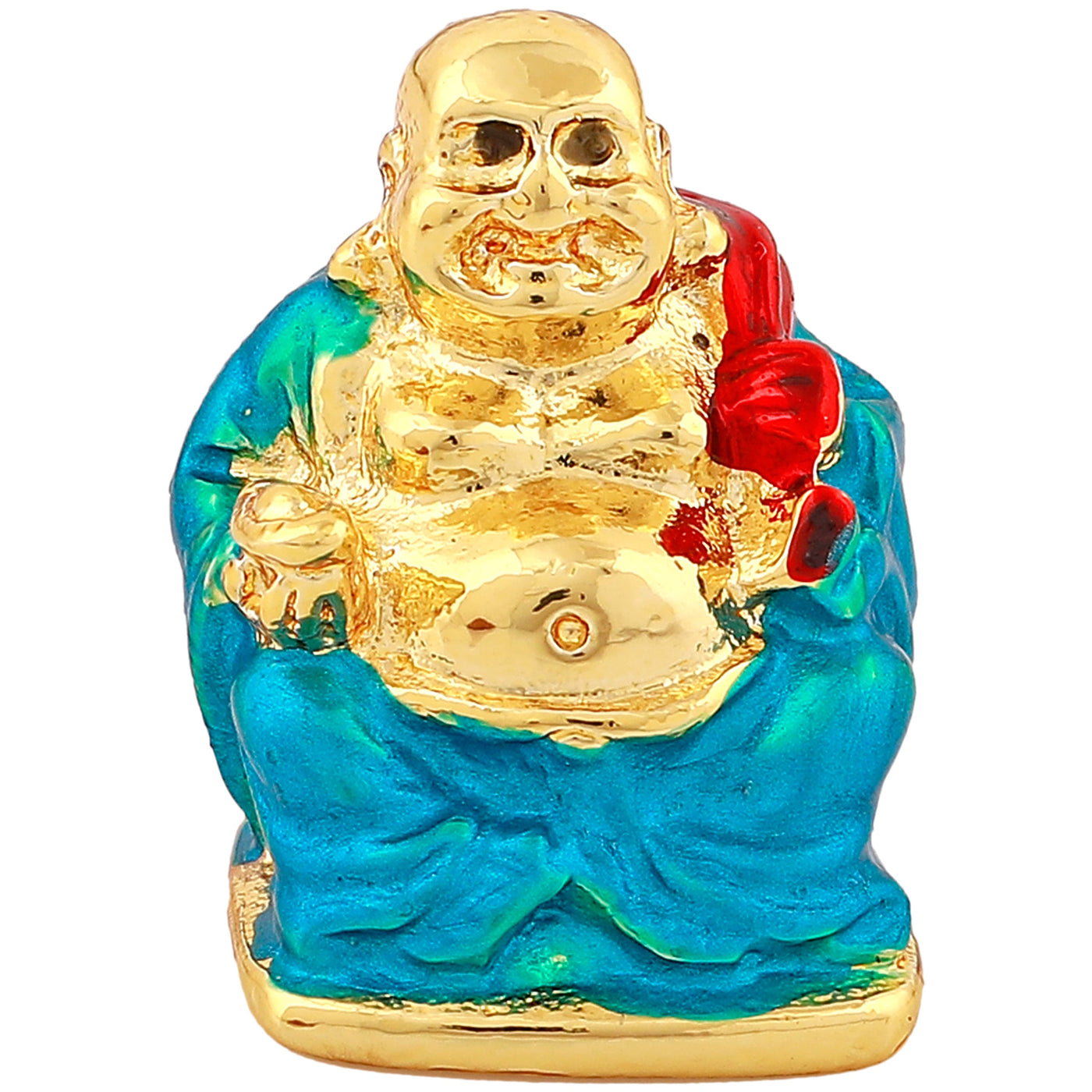 Estele Gold Plated Decorative Multi Color Enamel Laughing Buddha Idol