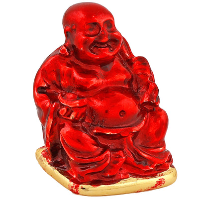 Estele Gold Plated Decorative Multi Color Enamel Laughing Buddha Idol